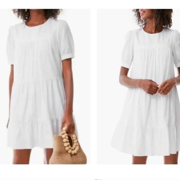 NWOT Pomander Place White Quinn Tiered Day Dress Size L Coastal Summer - Picture 1 of 14